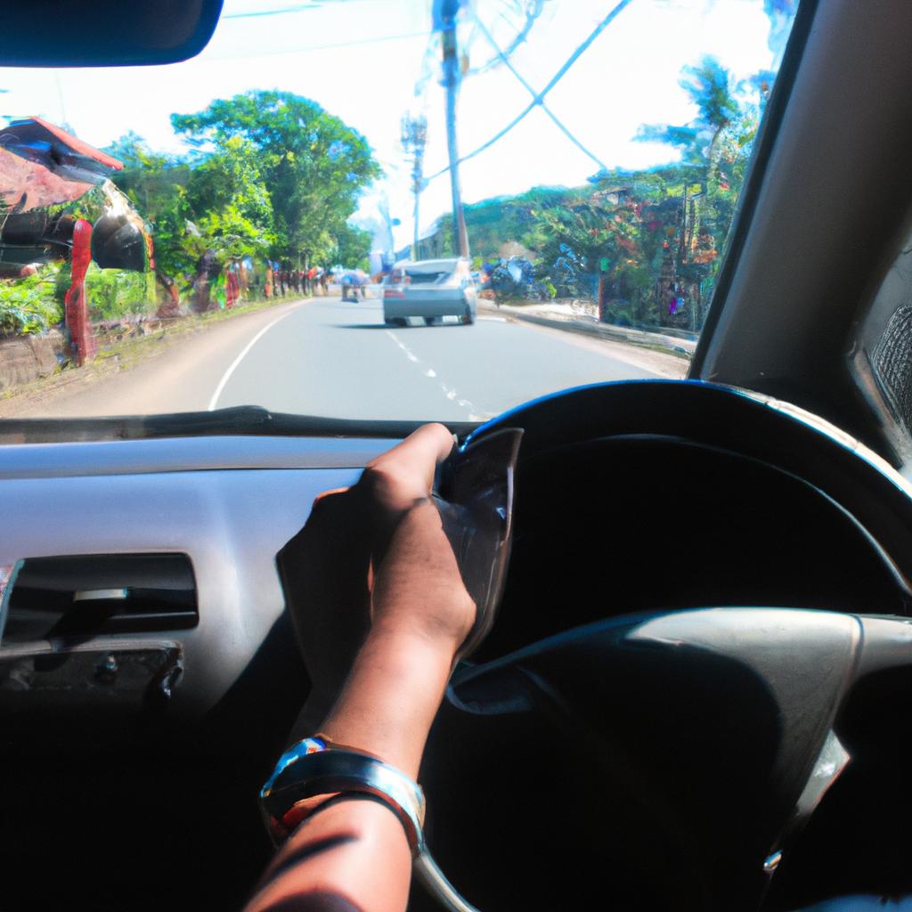 Person driving car in Bali