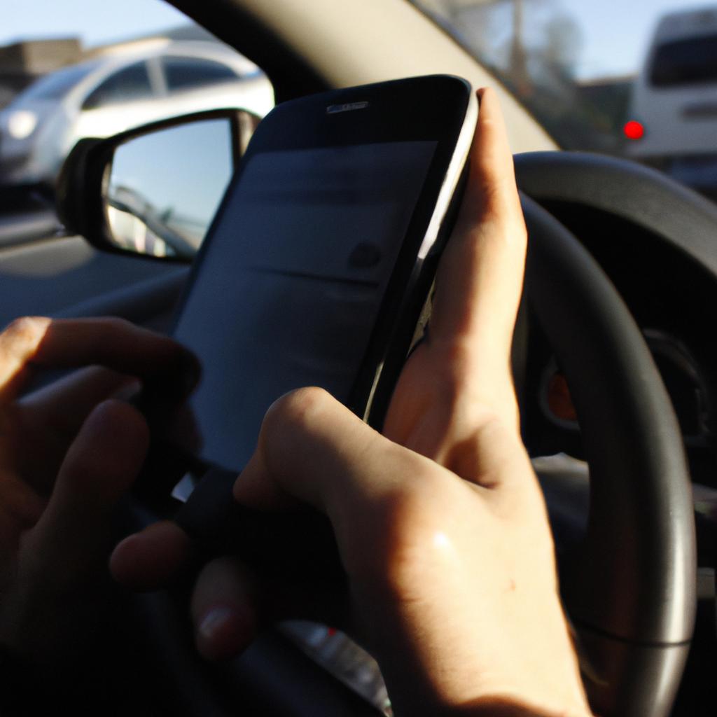 Person using mobile phone while driving