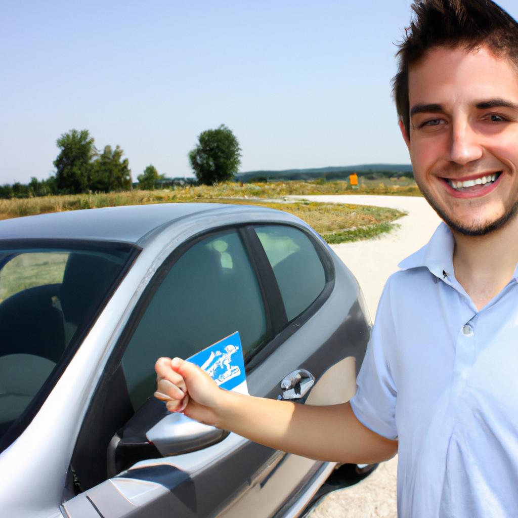 Person renting a car, smiling